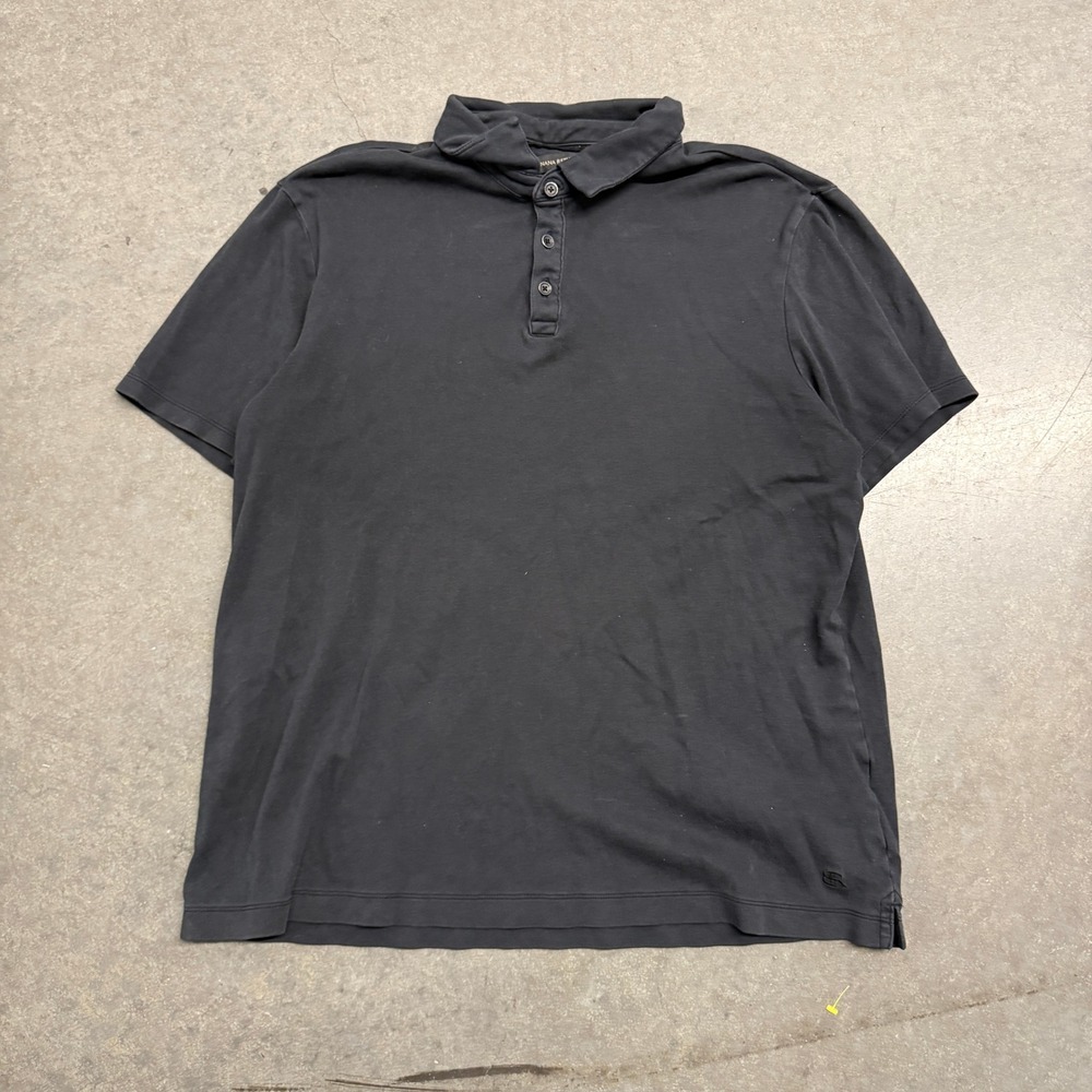 Banana Republic Mens XL Black Short Sleeve Jersey Polo Shirt Cotton Blend 4346
